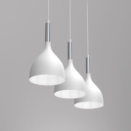 Luster na sajli NOAK 3xE27/15W/230V bela/sjajni krom