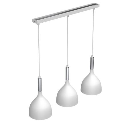 Luster na sajli NOAK 3xE27/15W/230V bela/sjajni krom
