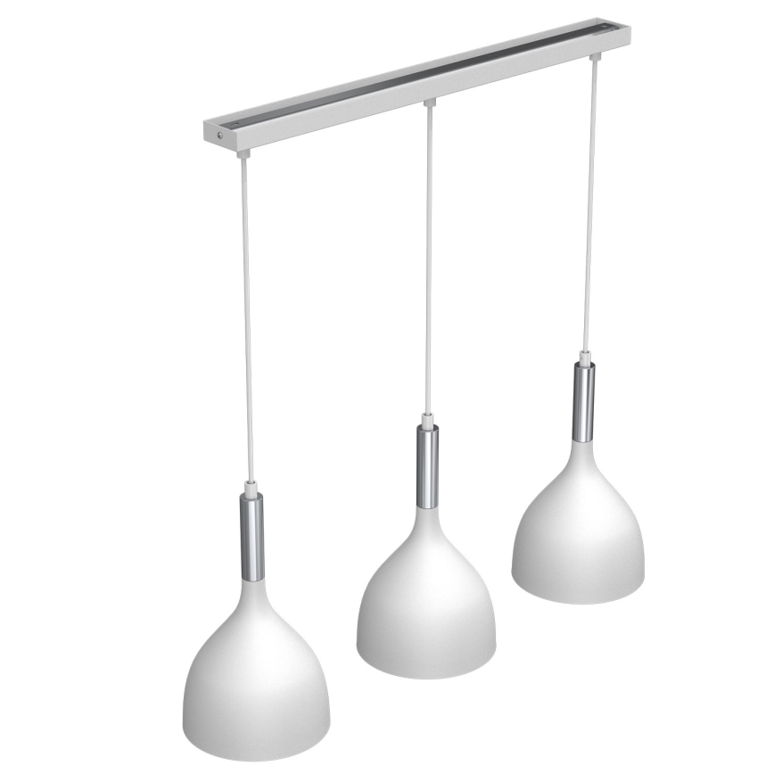 Luster na sajli NOAK 3xE27/15W/230V bela/sjajni krom