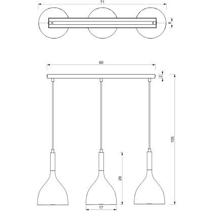 Luster na sajli NOAK 3xE27/15W/230V bela/sjajni krom