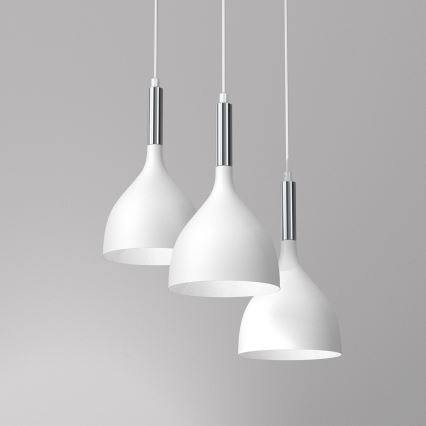 Luster na sajli NOAK 3xE27/15W/230V bela/sjajni krom
