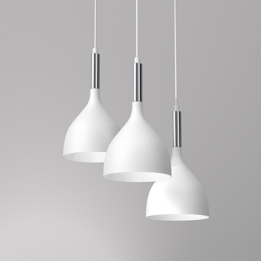 Luster na sajli NOAK 3xE27/15W/230V bela/sjajni krom