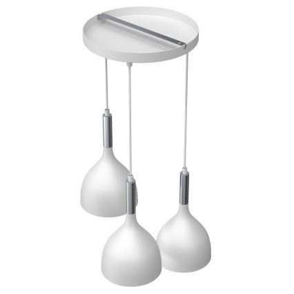 Luster na sajli NOAK 3xE27/15W/230V bela/sjajni krom