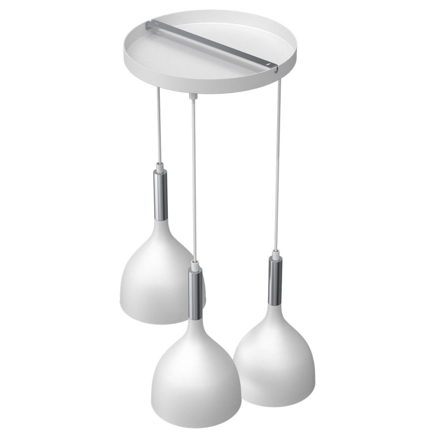 Luster na sajli NOAK 3xE27/15W/230V bela/sjajni krom