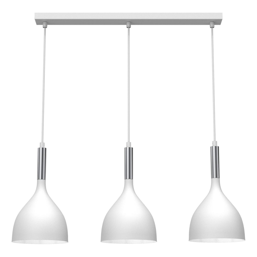 Luster na sajli NOAK 3xE27/15W/230V bela/sjajni krom