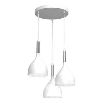Luster na sajli NOAK 3xE27/15W/230V bela/sjajni krom