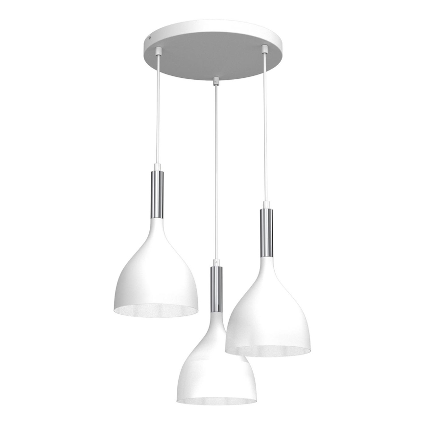 Luster na sajli NOAK 3xE27/15W/230V bela/sjajni krom