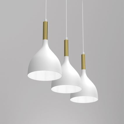 Luster na sajli NOAK 3xE27/15W/230V bela/zlatna