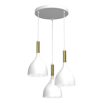 Luster na sajli NOAK 3xE27/15W/230V bela/zlatna