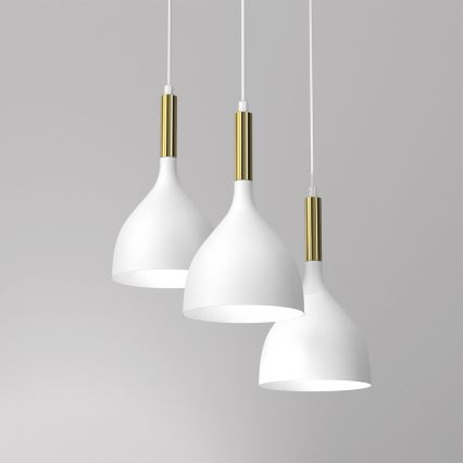Luster na sajli NOAK 3xE27/15W/230V bela/zlatna