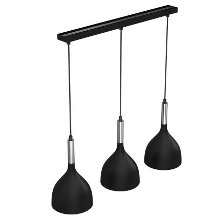 Luster na sajli NOAK 3xE27/15W/230V crna/sjajni hrom