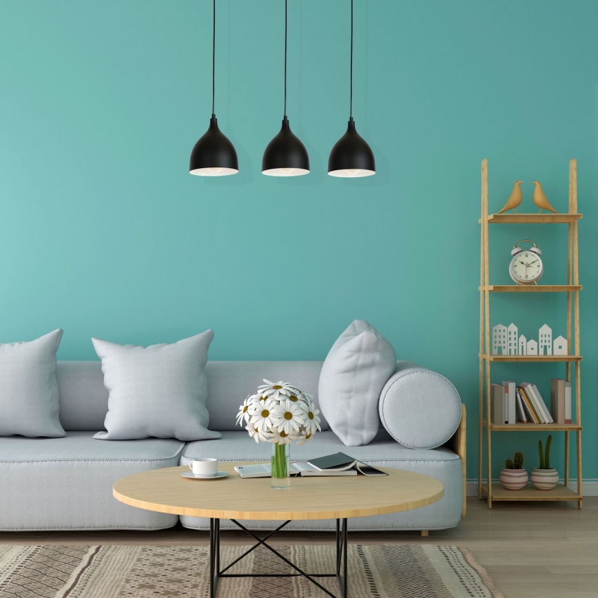 Luster na sajli NOAK 3xE27/15W/230V crna