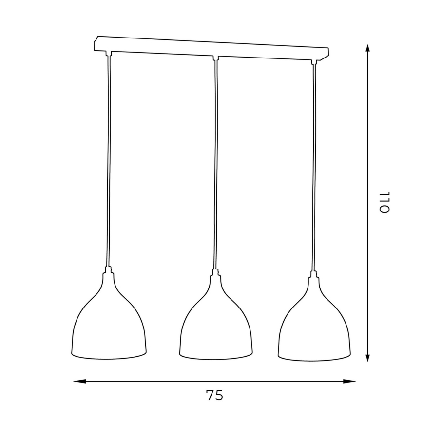 Luster na sajli NOAK 3xE27/15W/230V crna