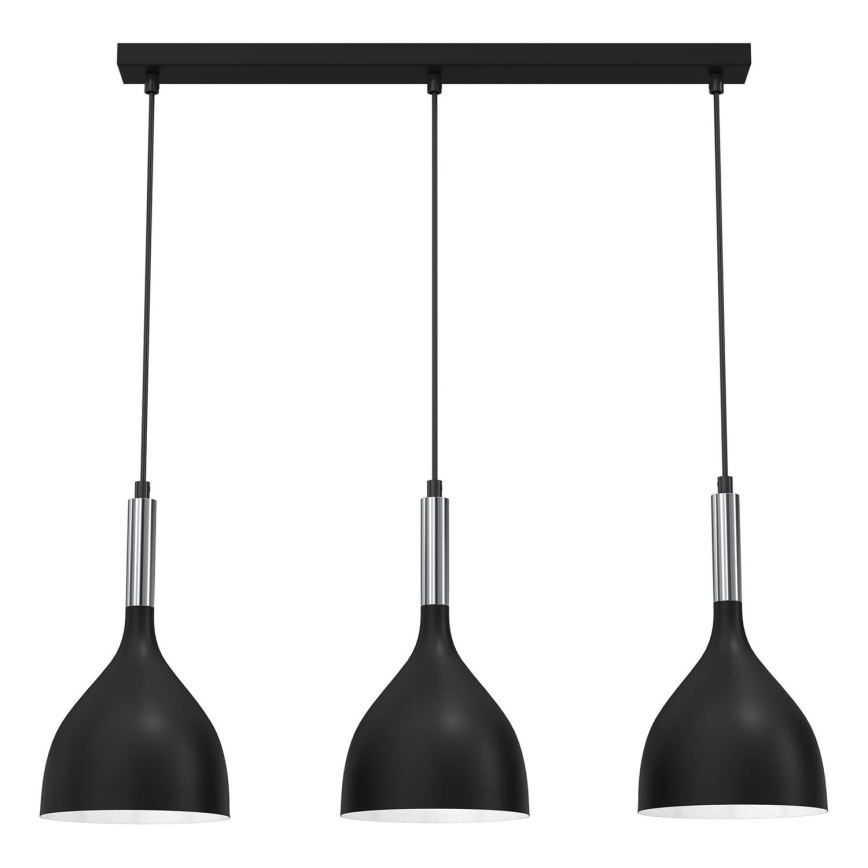 Luster na sajli NOAK 3xE27/15W/230V crna/sjajni hrom