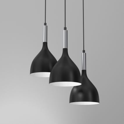Luster na sajli NOAK 3xE27/15W/230V crno/sjajni krom
