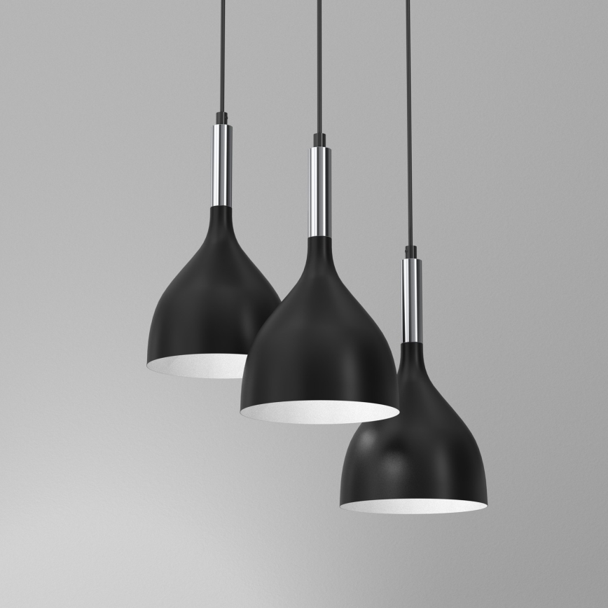 Luster na sajli NOAK 3xE27/15W/230V crno/sjajni krom