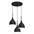 Luster na sajli NOAK 3xE27/15W/230V crno/sjajni krom