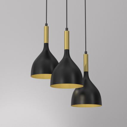 Luster na sajli NOAK 3xE27/15W/230V crno/zlatna