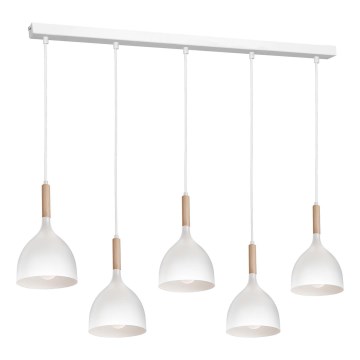 Luster na sajli NOAK 5xE27/15W/230V bela/bukva