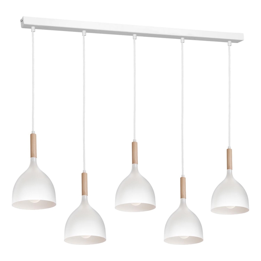 Luster na sajli NOAK 5xE27/15W/230V bela/bukva