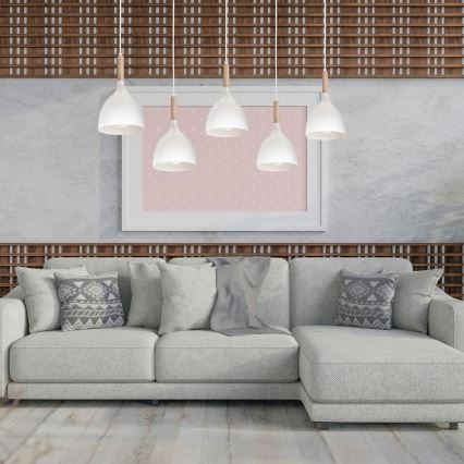 Luster na sajli NOAK 5xE27/15W/230V bela/bukva
