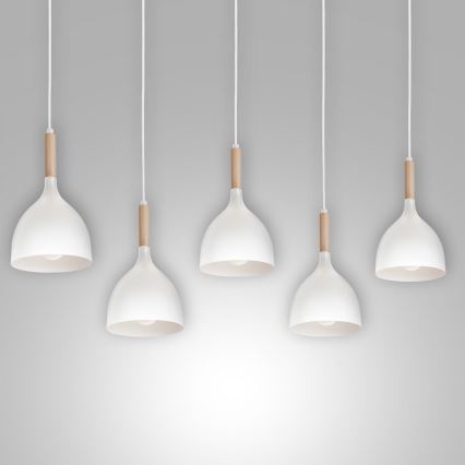 Luster na sajli NOAK 5xE27/15W/230V bela/bukva