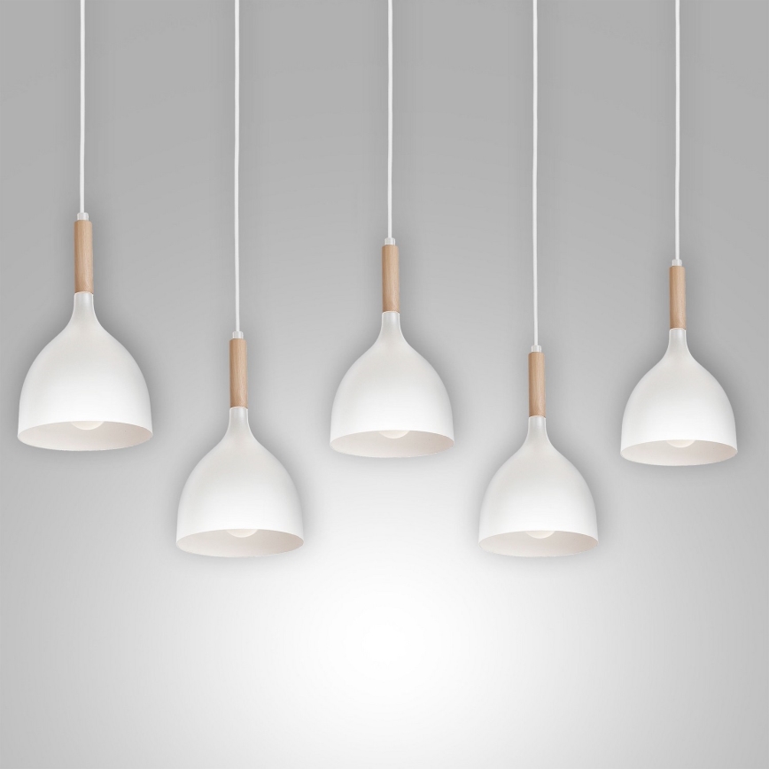 Luster na sajli NOAK 5xE27/15W/230V bela/bukva