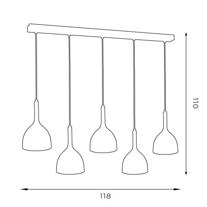Luster na sajli NOAK 5xE27/15W/230V bela/bukva