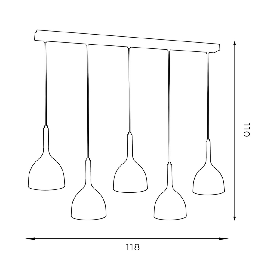 Luster na sajli NOAK 5xE27/15W/230V bela/bukva