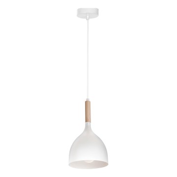 Luster na sajli NOAK WOOD 1xE27/15W/230V bela/bukva