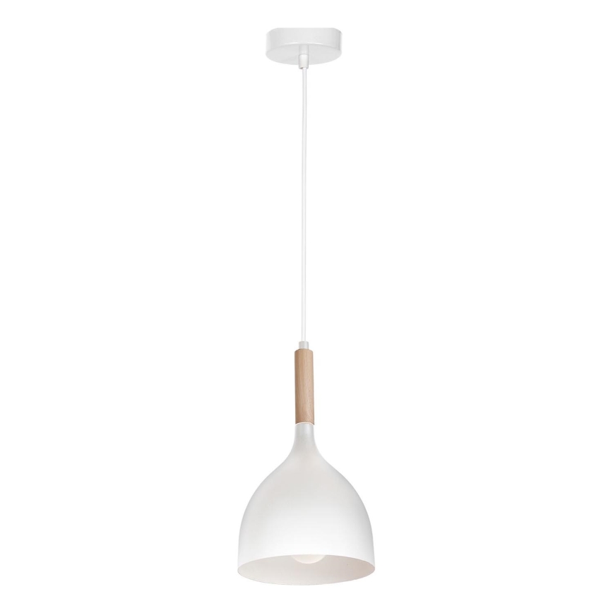 Luster na sajli NOAK WOOD 1xE27/15W/230V bela/bukva