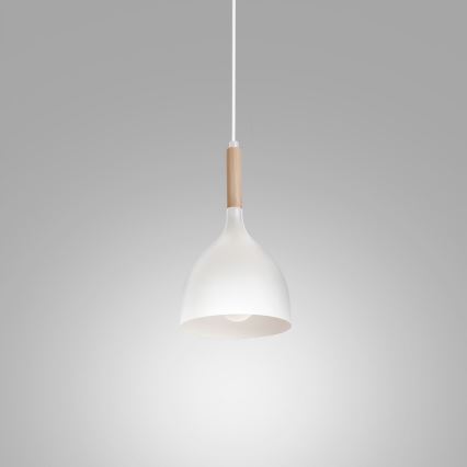 Luster na sajli NOAK WOOD 1xE27/15W/230V bela/bukva