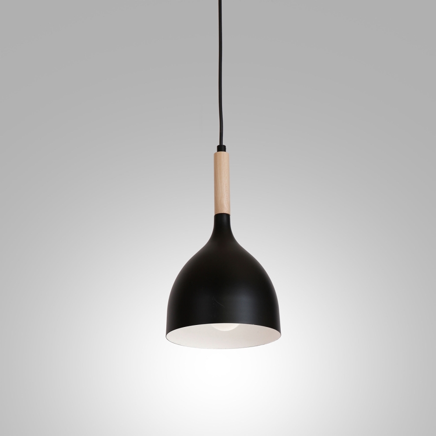 Luster na sajli NOAK WOOD 1xE27/15W/230V crno/bukva