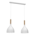 Luster na sajli NOAK WOOD 2xE27/15W/230V bela/bukva