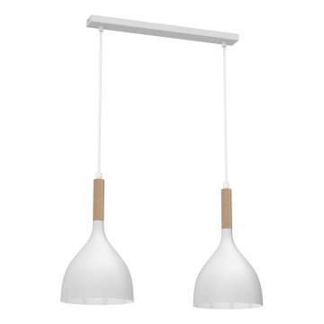 Luster na sajli NOAK WOOD 2xE27/15W/230V bela/bukva