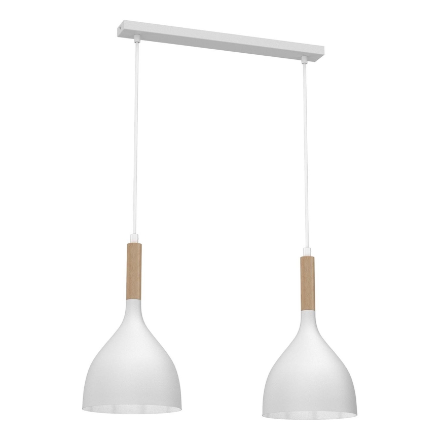 Luster na sajli NOAK WOOD 2xE27/15W/230V bela/bukva