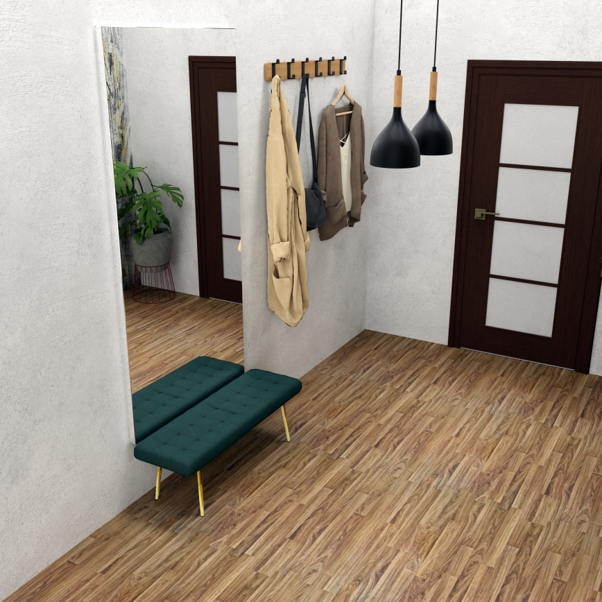 Luster na sajli NOAK WOOD 2xE27/15W/230V crno/bukva