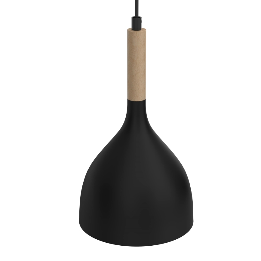 Luster na sajli NOAK WOOD 2xE27/15W/230V crno/bukva