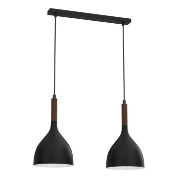 Luster na sajli NOAK WOOD 2xE27/15W/230V crno/bukva