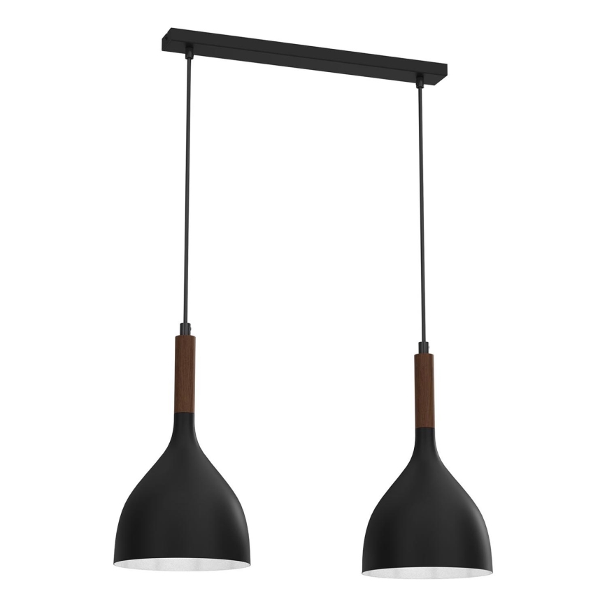 Luster na sajli NOAK WOOD 2xE27/15W/230V crno/bukva