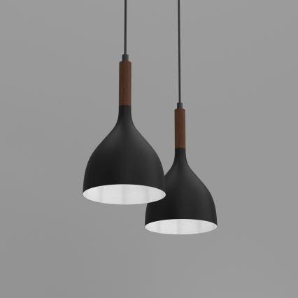 Luster na sajli NOAK WOOD 2xE27/15W/230V crno/bukva