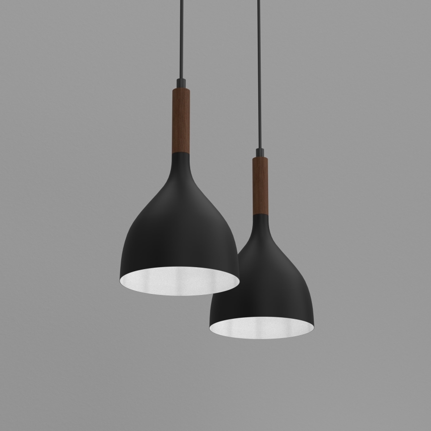 Luster na sajli NOAK WOOD 2xE27/15W/230V crno/bukva