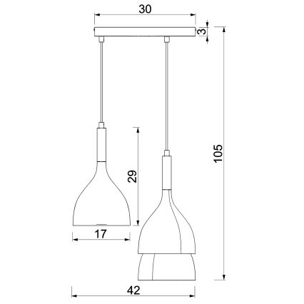 Luster na sajli NOAK WOOD 3xE27/15W/230V bela/bukva