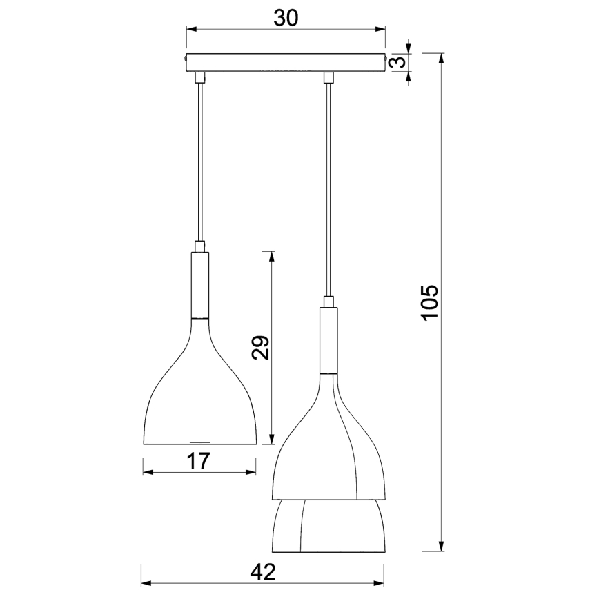 Luster na sajli NOAK WOOD 3xE27/15W/230V bela/bukva
