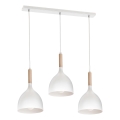 Luster na sajli NOAK WOOD 3xE27/15W/230V bela/bukva