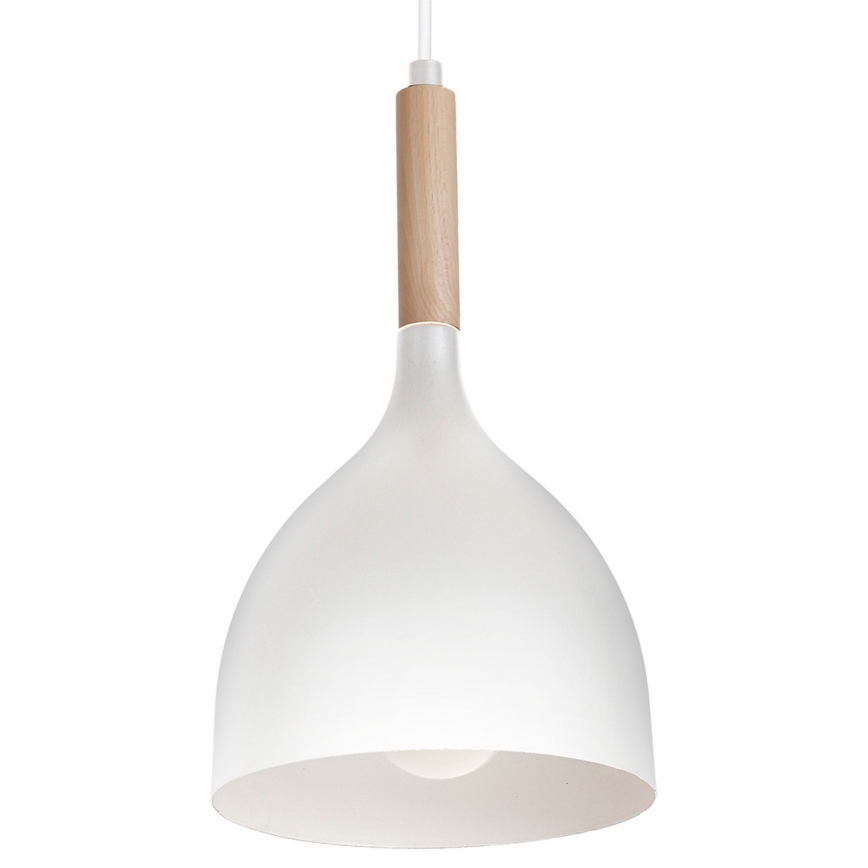 Luster na sajli NOAK WOOD 3xE27/15W/230V bela/bukva