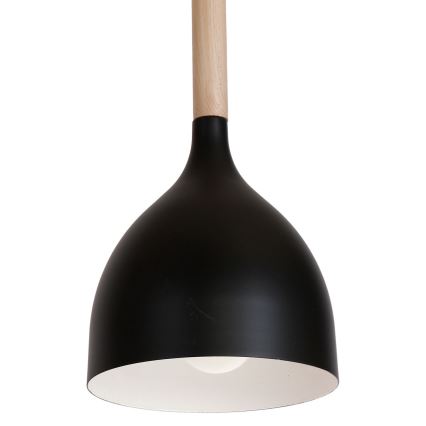Luster na sajli NOAK WOOD 3xE27/15W/230V crno/bukva