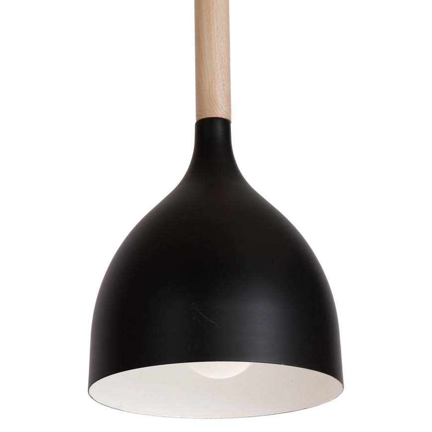 Luster na sajli NOAK WOOD 3xE27/15W/230V crno/bukva