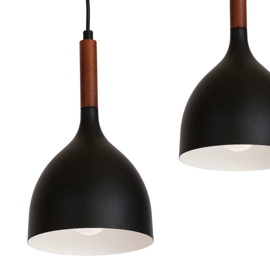 Luster na sajli NOAK WOOD 3xE27/15W/230V crno/bukva