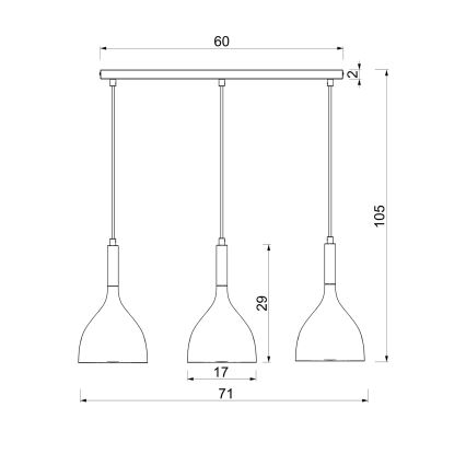 Luster na sajli NOAK WOOD 3xE27/15W/230V crno/bukva